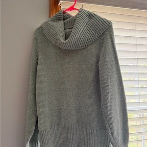LIKE NEW - LOFT Olive Gray Ribbed Cowl Neck Sweater